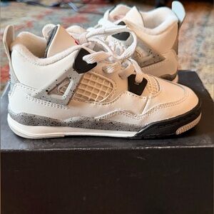 Jordan Kids White and Black Retro Basketball Sneakers